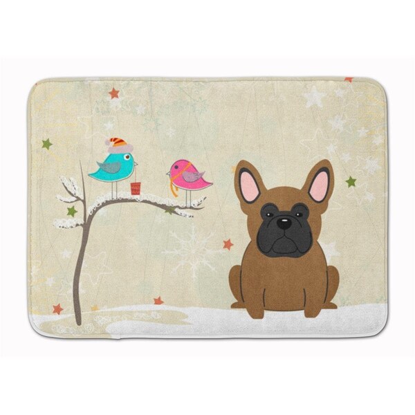 Carolines Treasures Christmas French Bulldog Brown Machine Washable Memory Foam Mat BB2485RUG - main